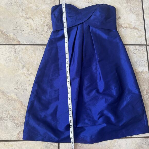 Cache Royal Blue Satin Strapless Empire Waist Formal Mini Dress Sz 2 Cocktail - Picture 3 of 10